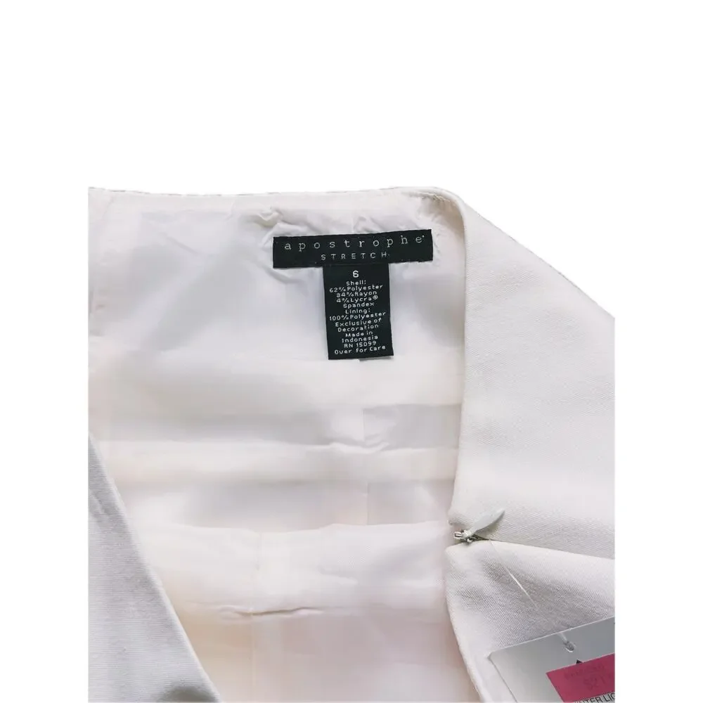 NWT Apostrophe Embroidered Flare Skirt 6 Ivory Coquette Romantic Old Money - Picture 5 of 7